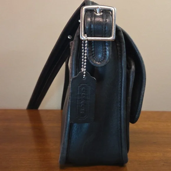 Coach Rambler's Legacy 9067 Leather Shoulder Crossbody Bag Purse Black Vintage - Picture 3 of 15